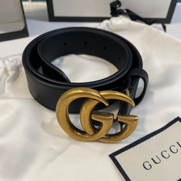 Gucci Leather Belt with Double G Buckle - Picture 1 of 5